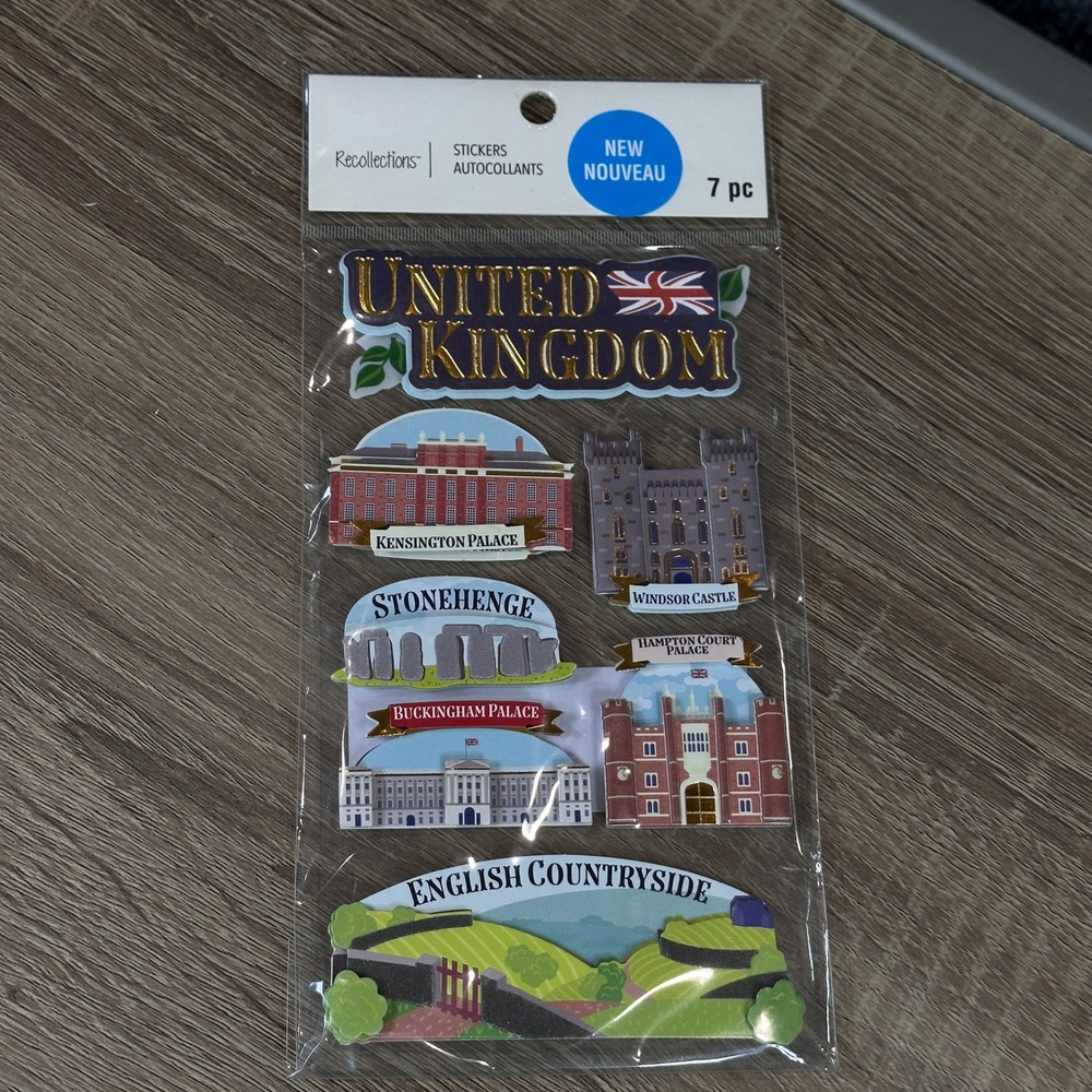 Stickers Recollections United Kingdom British Landmarks 3D Dimensional 7pc Craft